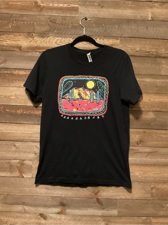 Bella Canvas Tops - Bella Canvas Black Neon Western Desert Graphic T-Shirt Women’s Size Medium